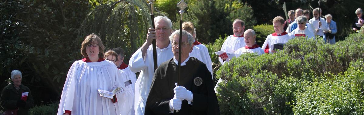 Choir leading the Palm Sunday Procession